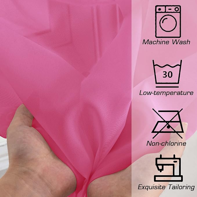 OWENIE Hot Pink Sheer Curtains for Bedroom Living Room 90 Inches Long, Elegant - Image 5