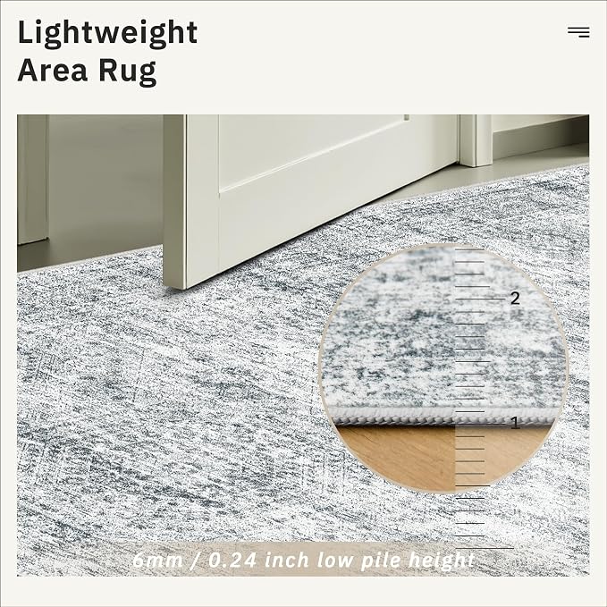 Area Rug 10x12 Vintage Washable Living Room Large Gray Carpet Non Slip Bedroom - Image 9
