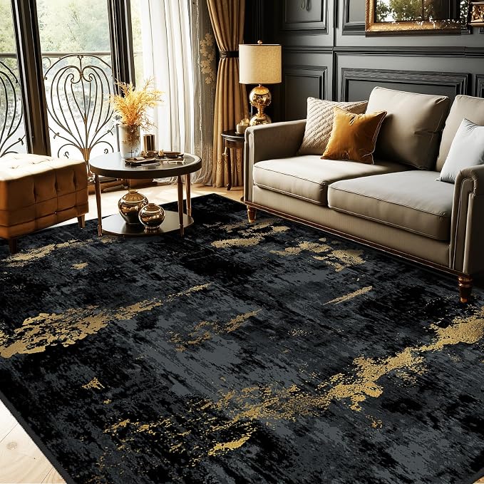 Washable Area Rugs 7'x9' Non-Slip Modern Abstract Soft by RELEANY