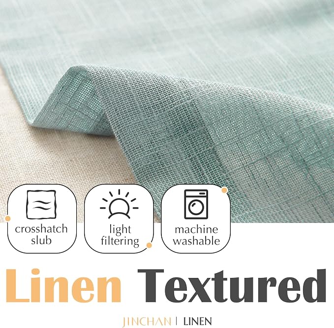 jinchan Linen Valance for Farmhouse Living Room Windows 16 Inch Slubbed Crossed - Image 8