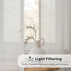 FMFUNCTEX Linen Sheer Curtains for Bedroom, Rod Pocket 2 Panels Set - Image 2