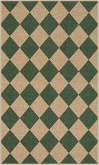 Lahome Colette Checkered Outdoor Patio Easy Jute Rug, 3x5 Dark Green Washable - Image 8