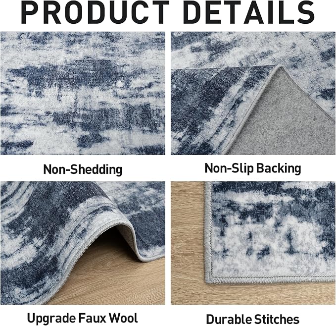 9x12 Area Rugs Washable Rug: Modern Abstract Living Room Rug Soft Anti-Skid - Image 5