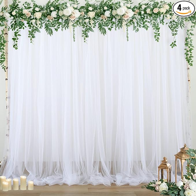 White Sheer Backdrop Curtains Tulle Backdrop Curtain by Suppromo