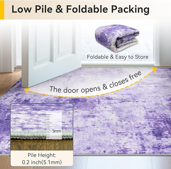Washable Area Rugs 2'x10' Non-Slip Modern Abstract Soft - Image 6