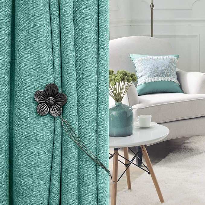 Lewondr Vintage Magnetic Curtain Tieback, 1 Pair Resin Flower Curtain Drapery - Image 7