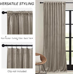 RYB HOME Taupe Velvet Curtains 84 inches Length - Image 3