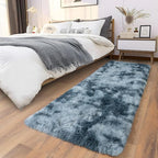 Soft Runner Rugs for Bedroom Hallways, 2x5 Tie-Dyed Blue Grey Fluffy Shag Throw - Image 5