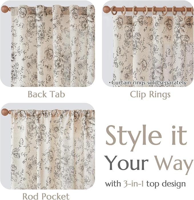 jinchan Floral Linen Lined Curtains - Image 6