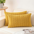 Pack of 2 Corduroy Decorative Throw Pillow Covers 12x20 InchSoft Boho Striped by Unknown