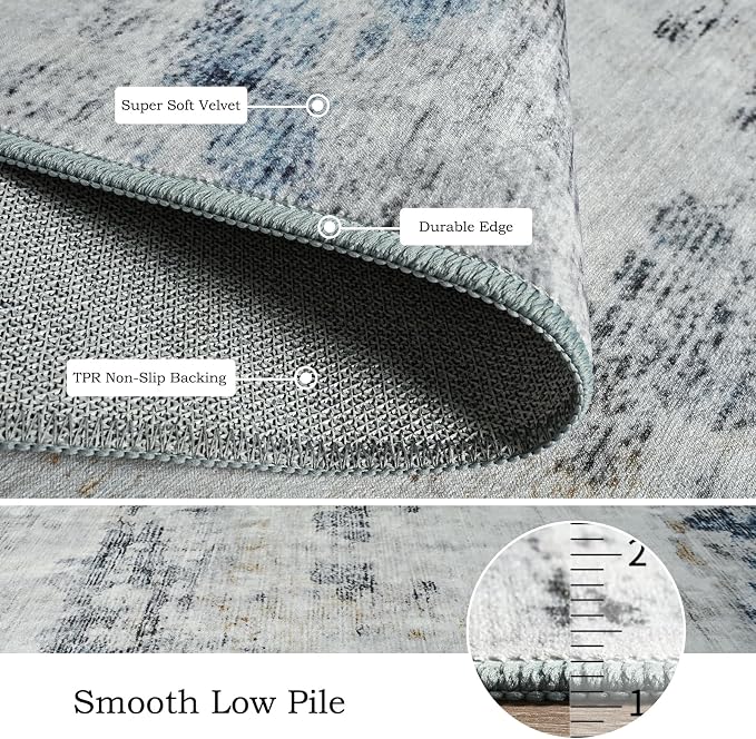 Toneed Abstract Area Rug 5x7 Modern Washable Rug Soft Non Slip Rug Low Pile - Image 6