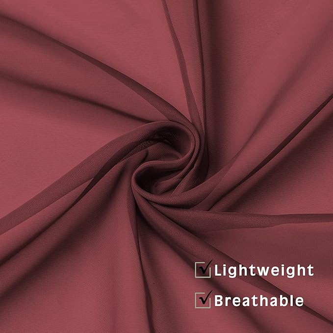 OVZME 2 Panels Window Burgundy Sheer Curtains 42" x 45" Inches - Image 7