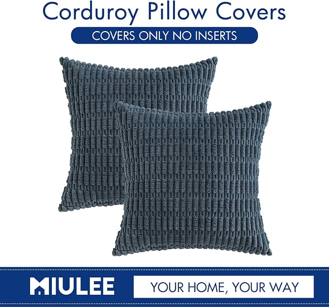 MIULEE Pack of 2 Corduroy Decorative Throw Pillow Covers 18x18 Inch Soft Boho - Image 9