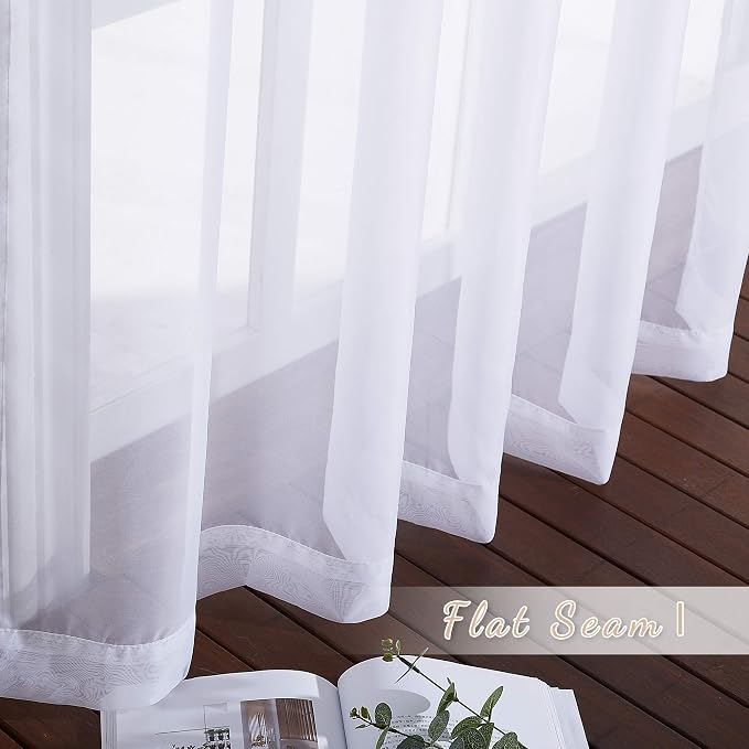 NICETOWN White Sheer Curtains for Bedroom Windows 84" Length - Image 7
