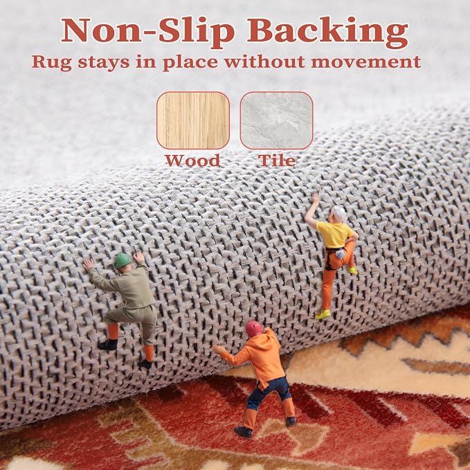 SERISSA Washable Rugs 8x10 Area Rugs, Large Non-Slip Boho Living Room Rug - Image 5