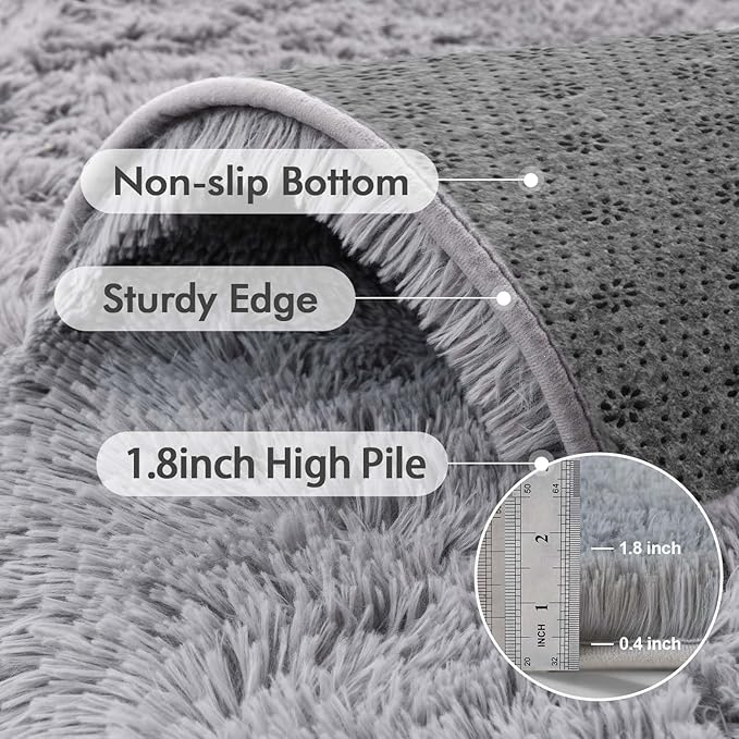 4x6 Ft Shag Rugs for Bedroom Living Room, Ultra Soft Fluffy Furry Area Rugs for - Image 5