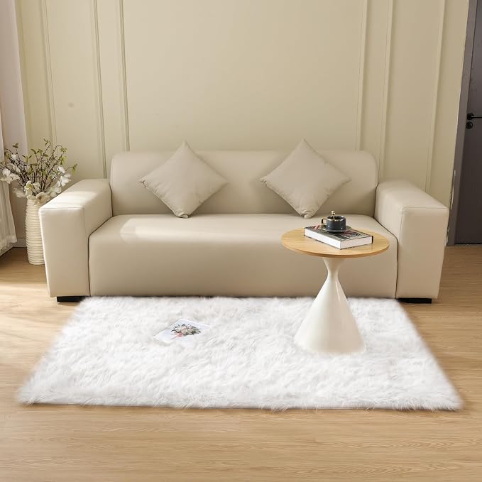 ORINOVA White Faux Sheepskin Shaggy Fur Rug - Image 2