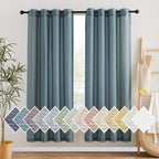 NICETOWN Linen Smoke Blue Curtains 72 inch Length 2 Panels, Grommet Semi Sheer by NICETOWN