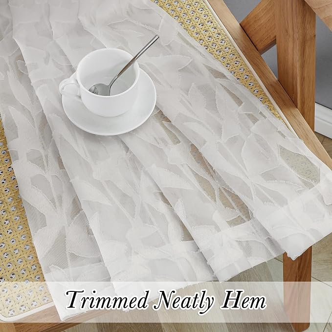 Lecloud Leia Ivory Sheer Curtains 84 Inches Long 2 Panels, Airy Voile Jacquard - Image 9