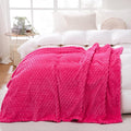 Puncuntex Hot Pink Throw Blanket 90"×90" inches Fuzzy 3D Jacquard Decorative by Puncuntex