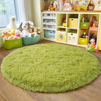 3'x3' Grass Green Round Rug for Bedroom, Ultra Soft Fluffy Circle Rug for Kids - Image 6