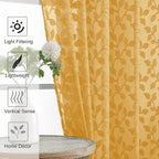 Chyhomenyc Gold Sheer Curtains 30 Inch Length, Light Filtering Leaf Tufted - Image 5
