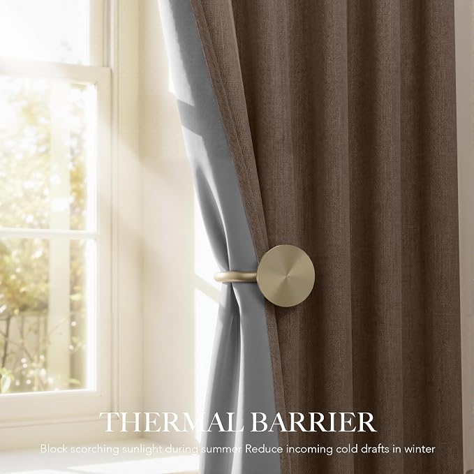 RYB HOME 100% Blackout Polyester Textured Curtains 90 inches Long, Thermal - Image 4