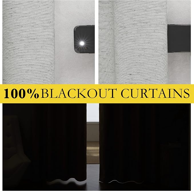 NICETOWN Grey Full Shade Curtain Panels, 62 x 63 inch, Pair of Energy Smart & - Image 2