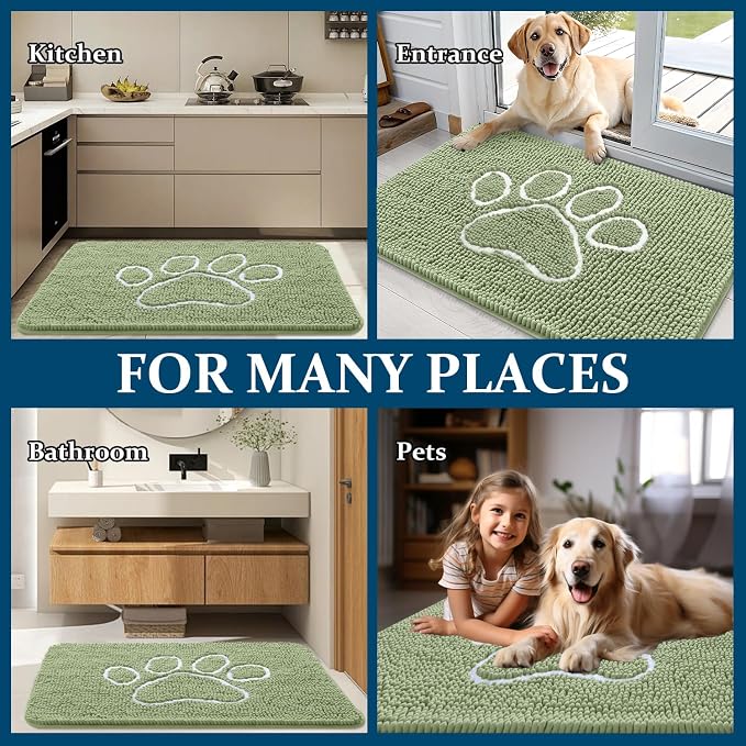 OLANLY Dog Door Mat for Muddy Paws 70x24, Paw Print Design, Absorbs Moisture - Image 8