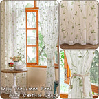 AmHoo 2 Panels Embroidered Leaf Pattern Semi Sheer Curtains Foliage Floral - Image 5