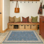 Washable Blue Rugs for Entryway Indoor by HazoHaus