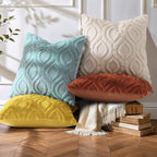 decorUhome Throw Pillow Covers 24x24 Inch Set of 2, Soft Plush Faux Wool Beige - Image 7