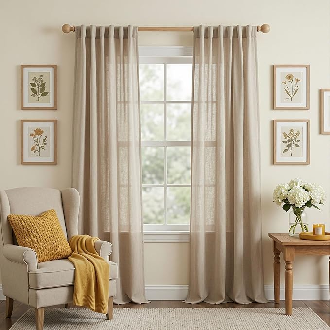 MYSKY HOME 108 Inches Long Taupe Sheer Curtains by MYSKYHOME