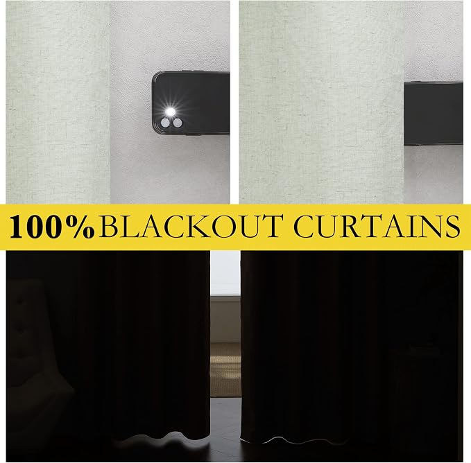 NICETOWN Sage Green Short Kitchen Linen Blackout Curtains 45 inches Length - Image 2