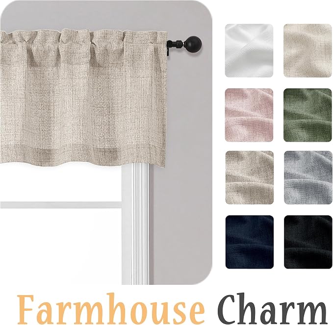 OWENIE Linen Valances for Windows 1 Pcs 20 Inch Length, Light Filtering - Image 8