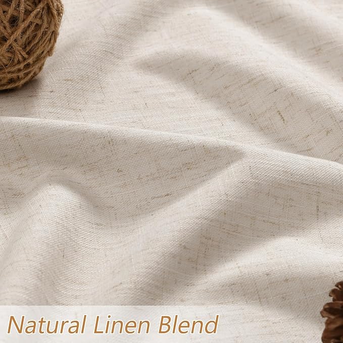 Guken 100% Blackout Linen Curtains 80 Inch Length 2 Panels Set - Image 3