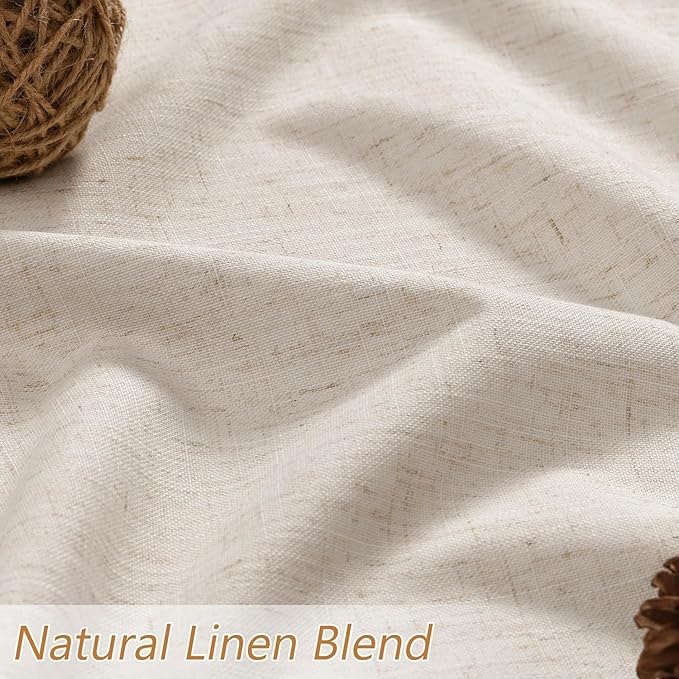 Guken 100% Blackout Linen Curtains 63 Inch Length 2 Panels Set - Image 3