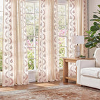 jinchan Belrose Linen Curtains for Bedroom Floral Curtains 63 Inch Length Linen - Image 3