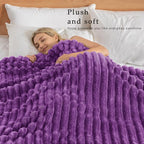 Exclusivo Mezcla Queen Size Flannel Fleece Blanket, Super Soft Striped Jacquard - Image 2