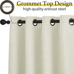 NICETOWN Natural Faux Linen Blackout Curtain Panels 24 inch Long, Thermal - Image 3