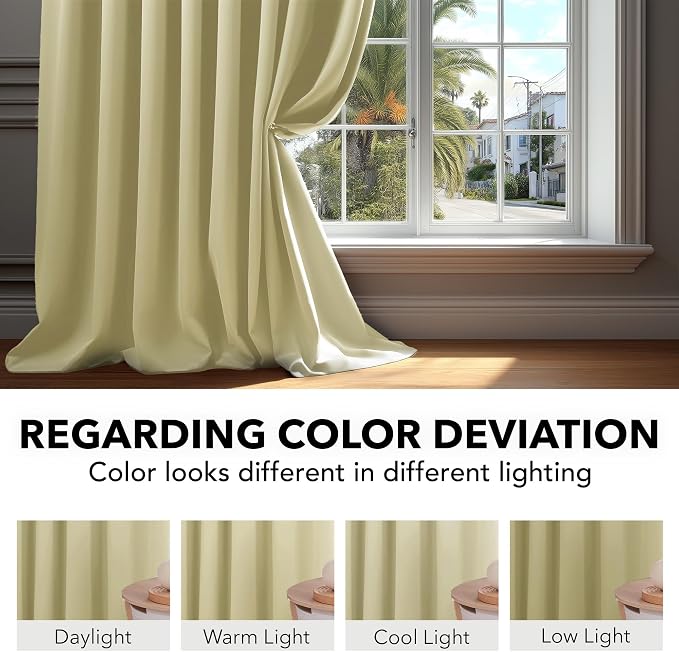 Deconovo Blackout Curtains, Thermal Insulated, W70 x L108 2 Panels, Back Tab - Image 6
