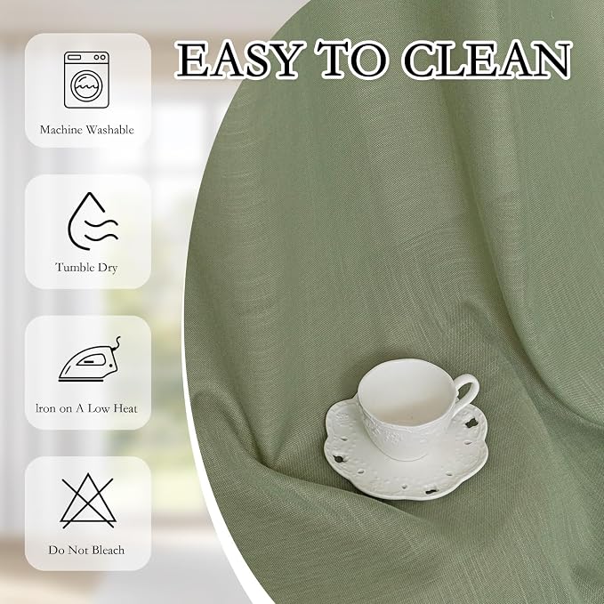 MYSKY HOME 108 Inches Long Sage Green Sheer Curtains - Image 8
