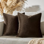 GIGIZAZA Brown Velvet Pillow Covers 20x20, Square Solid Throw Pillow Covers - Image 5
