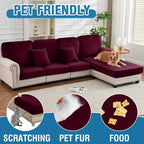 Couch Cover 6-Piece Elastic Velvet Couch Cushion Covers & Chaise Slipcovers - Image 3