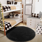 Black Round Rug 4Ft for Bedroom, Fluffy Circle Area Rugs for Living Room Decor - Image 7