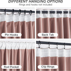 RYB HOME Dusty Pink Velvet Curtains 102 inches - Image 4