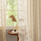 YJ YANJUN Vintage Lace Curtains 54 Inch Length-Victorian Floral Patterns and - Image 2