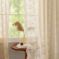 YJ YANJUN Vintage Lace Curtains 72 Inches Long-Victorian Flower Beige Voile by YJYANJUN