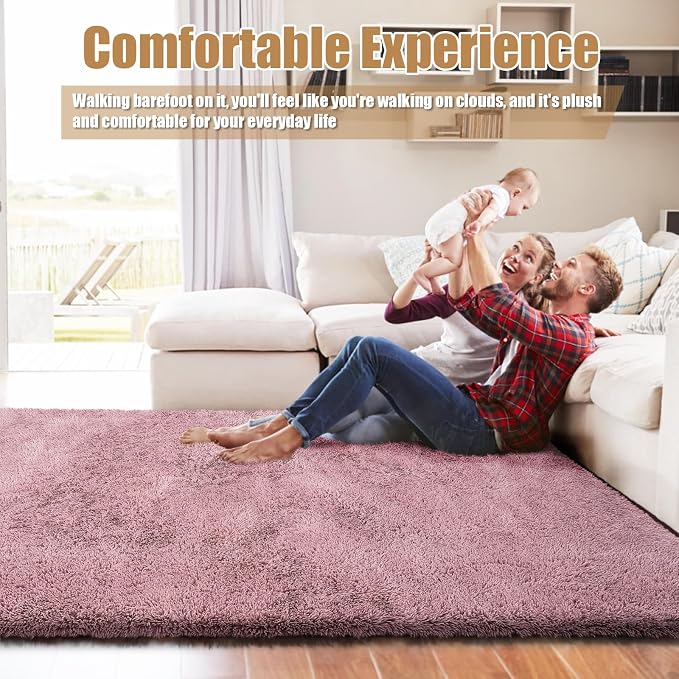 Shag Area Rug for Bedroom 4x6, Blush Fluffy Area Rugs for Living Room, Soft - Image 6