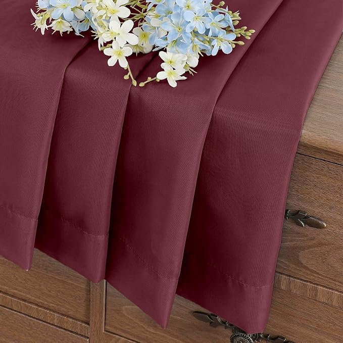 Burgundy Valances for Windows 14 inch Length 2 Panels Set, Small Voile Sheer - Image 6